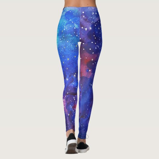 Galaxy Watercolor Night Sky. Leggings (Rückseite)