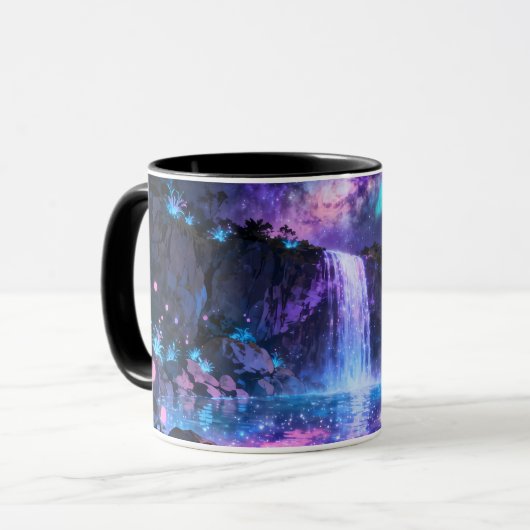 Galaxy Waterfall Tasse | Fantasy Nacht Wasserfall (Vorderseite Links)