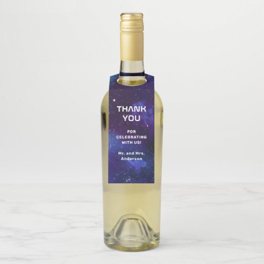 Galaxy Wedding | Celestial Starry Night Vielen Dan Flaschenanhänger (Auf Flasche)