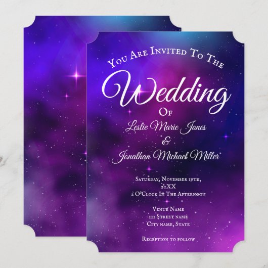 Galaxy Wedding Einladung (Vorne/Hinten)