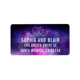 Galaxy Wedding Hearts Constellation Address Label Adressaufkleber