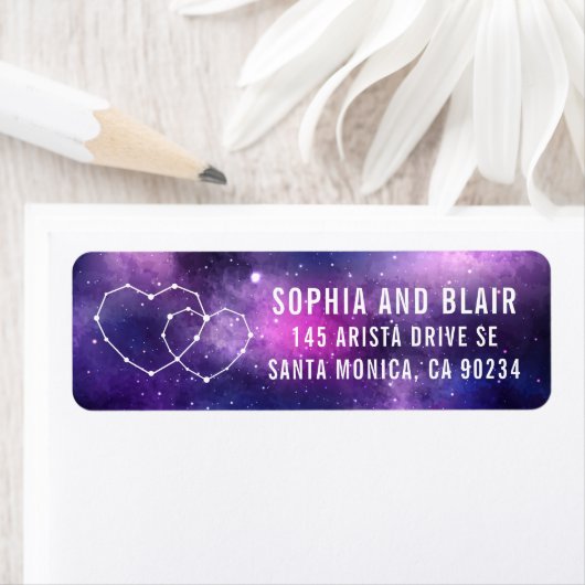 Galaxy Wedding Hearts Constellation Rücksendeadres (Insitu)