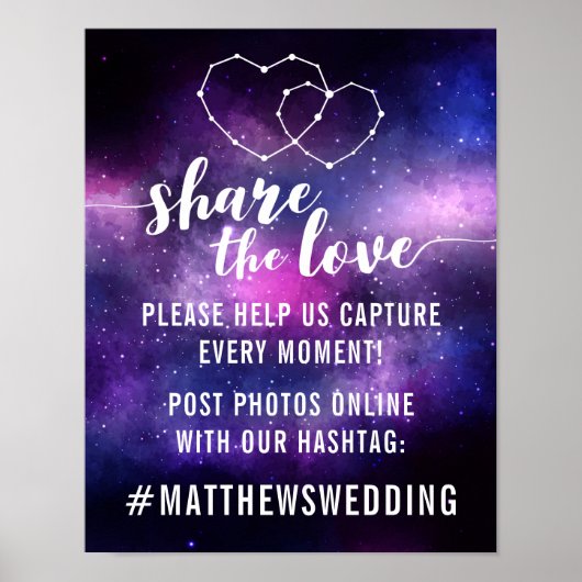 Galaxy Wedding Reception Stars Hashtag Fotos signi Poster (Vorne)