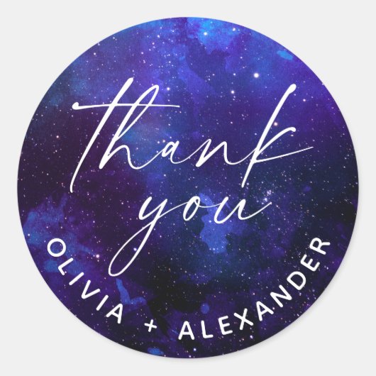 Galaxy Wedding Thank You | Cosmic Starry Night Runder Aufkleber (Vorderseite)