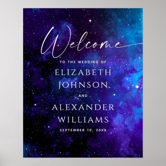 Galaxy Welcome Wedding Sign | Space Starry Night Poster (Vorne)