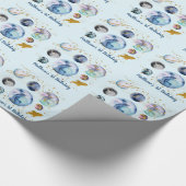 Galaxy Weltraum Blue Gold Geburtstag Geschenkpapier (Ecke)