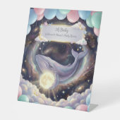 Galaxy Whale Baby Shower Welcome Sign Sockelschild (Vorderseite)