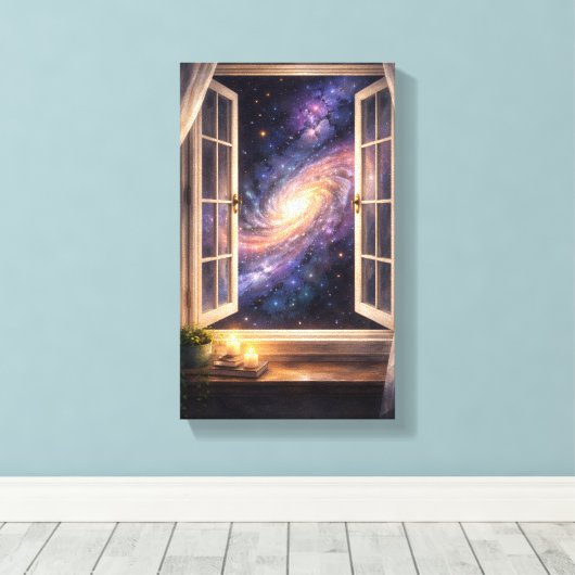 Galaxy Window Wall Art Leinwanddruck (Insitu (Holzboden))
