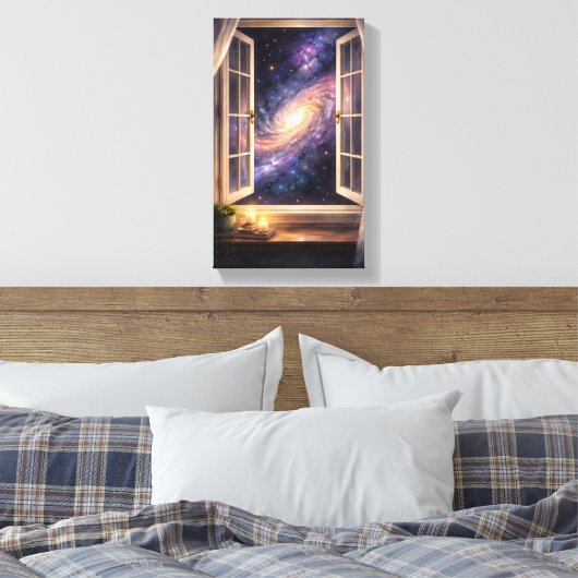 Galaxy Window Wall Art Leinwanddruck (Insitu (Schlafzimmer))
