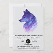 Galaxy Wolf Birthday Einladung (Vorderseite)