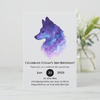 Galaxy Wolf Birthday Einladung