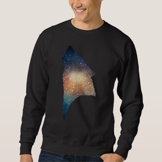 Galaxy Wolf Cooler Trippy Shimmer Space Sweatshirt (Vorderseite)