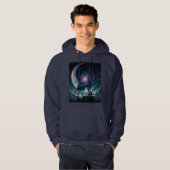 Galaxy Wolf Silhouette with Mystical Nebula Moon Hoodie (Vorne ganz)