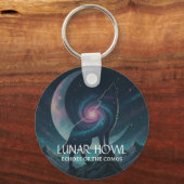 Galaxy Wolf Silhouette with Mystical Nebula Moon Schlüsselanhänger (Vorderseite)
