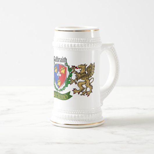 Galbraith Irish Shield Beer Stein Bierglas (VorderseiteRechts)