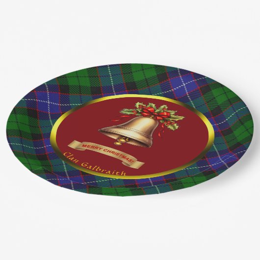 Galbraith Tartan Personalisierte Weihnachten Pappteller (Schrägansicht)