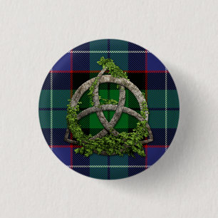 Galbraith Tartan und keltischer Dreiheits-Knoten Button