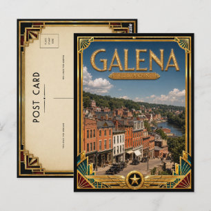 Galena Illinois Vintage Art Deco Goldenes Zeitalte Postkarte