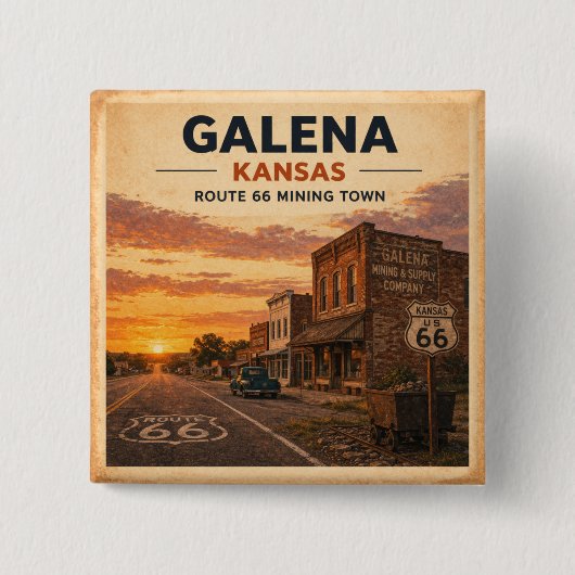 Galena Kansas Route 66 Bergbaustadt Stolz Button (Vorderseite)