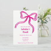 Galentin-Tag Hand gezeichnete Bug-Rosa Einladung (Stehend Vorderseite)