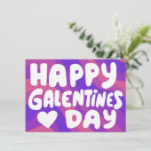 Galentine Bubble Letters Groovy Retro Digital Karte (Stehend Vorderseite)