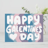 Galentine Bubble Letters Groovy Retro Digital Karte (Stehend Vorderseite)