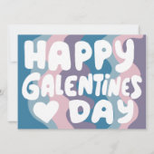 Galentine Bubble Letters Groovy Retro Digital Karte (Vorderseite)