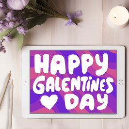 Galentine Bubble Letters Groovy Retro Digital Karte