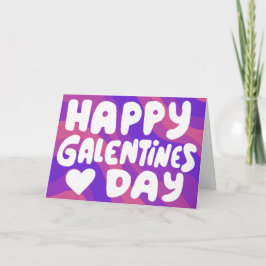 Galentine Bubble Letters Lila Groovy Retro Karte