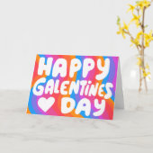 Galentine Bubble Letters Rainbow Groovy Retro Karte (Gelbe Blume)