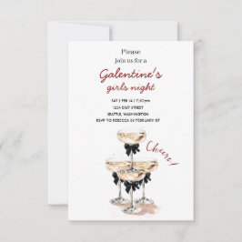 Galentine Champagne Party Invitation RSVP Karte