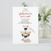 Galentine Champagne Party Invitation RSVP Karte (Stehend Vorderseite)