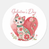 Galentine Day Cat Runder Aufkleber (Vorderseite)