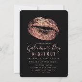 Galentine Day Party Rose Gold Lips Einladung (Vorderseite)
