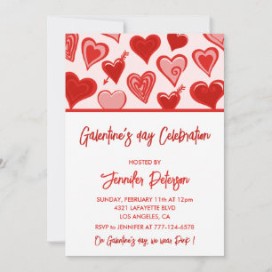 Galentine-Einladung Brunch rosa und rot Freundinne Einladung