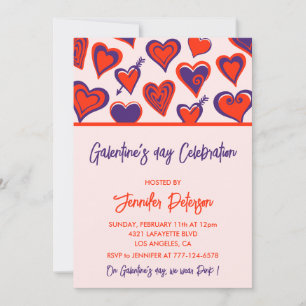 Galentine Einladung Rosa und Rot Valentine Moderne