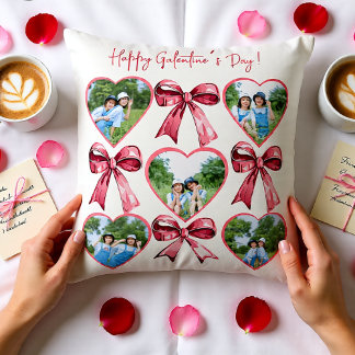 Galentine-Foto-Herz-Collage mit Namensrückseiten-D Kissen