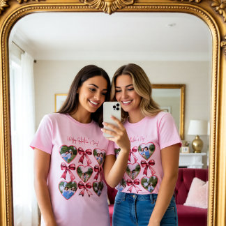 Galentine-Foto-Herzen-Schleife-Collage-Beste-Freun T-Shirt