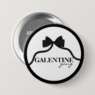 Galentine Gang Friend Valentine Black Bow Button
