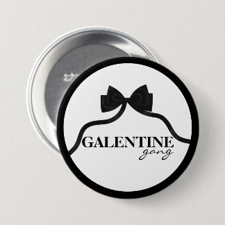 Galentine Gang Friend Valentine Black Bow Button