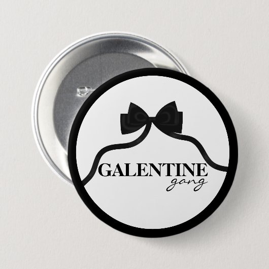 Galentine Gang Friend Valentine Black Bow Button (Vorne & Hinten)