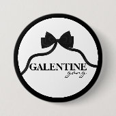 Galentine Gang Friend Valentine Black Bow Button (Vorderseite)