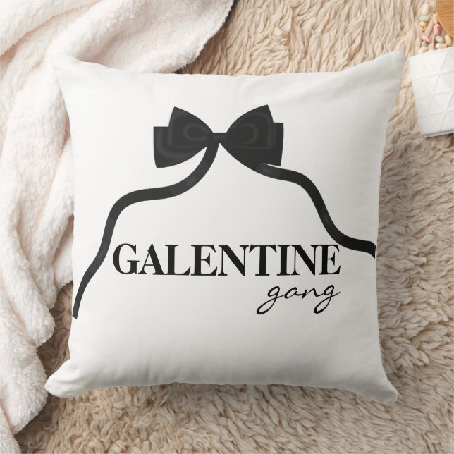 Galentine Gang Friend Valentine Black Bow Kissen (Decke)