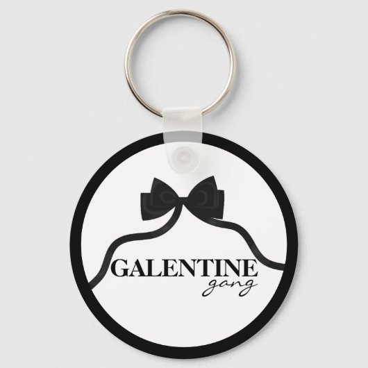Galentine Gang Friend Valentine Black Bow Schlüsselanhänger (Vorderseite)