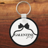 Galentine Gang Friend Valentine Black Bow Schlüsselanhänger (Vorderseite)