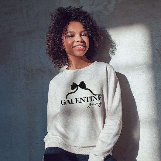 Galentine Gang Friend Valentine Black Bow Sweatshirt