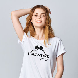 Galentine Gang Friend Valentine Black Bow T-Shirt