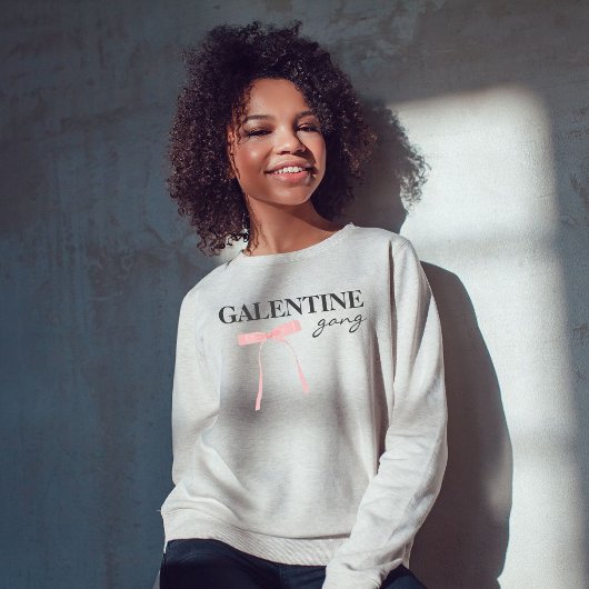 Galentine Gang Friend Valentine Pink Bow Sweatshirt