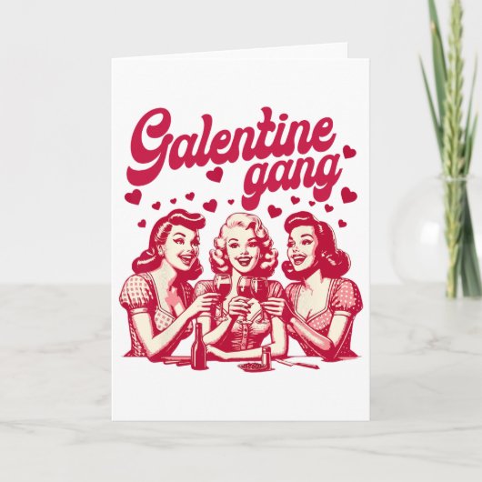 Galentine Gang Gal Pals Valentine Group Friendship Karte (Vorderseite)