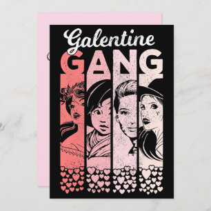 Galentine Gang Vintage Valentine Frauengesichte Einladung